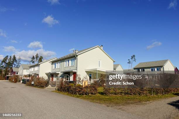 house in a residential area in växjö in southern sweden in daylight in winter - vaxjo stock pictures, royalty-free photos & images