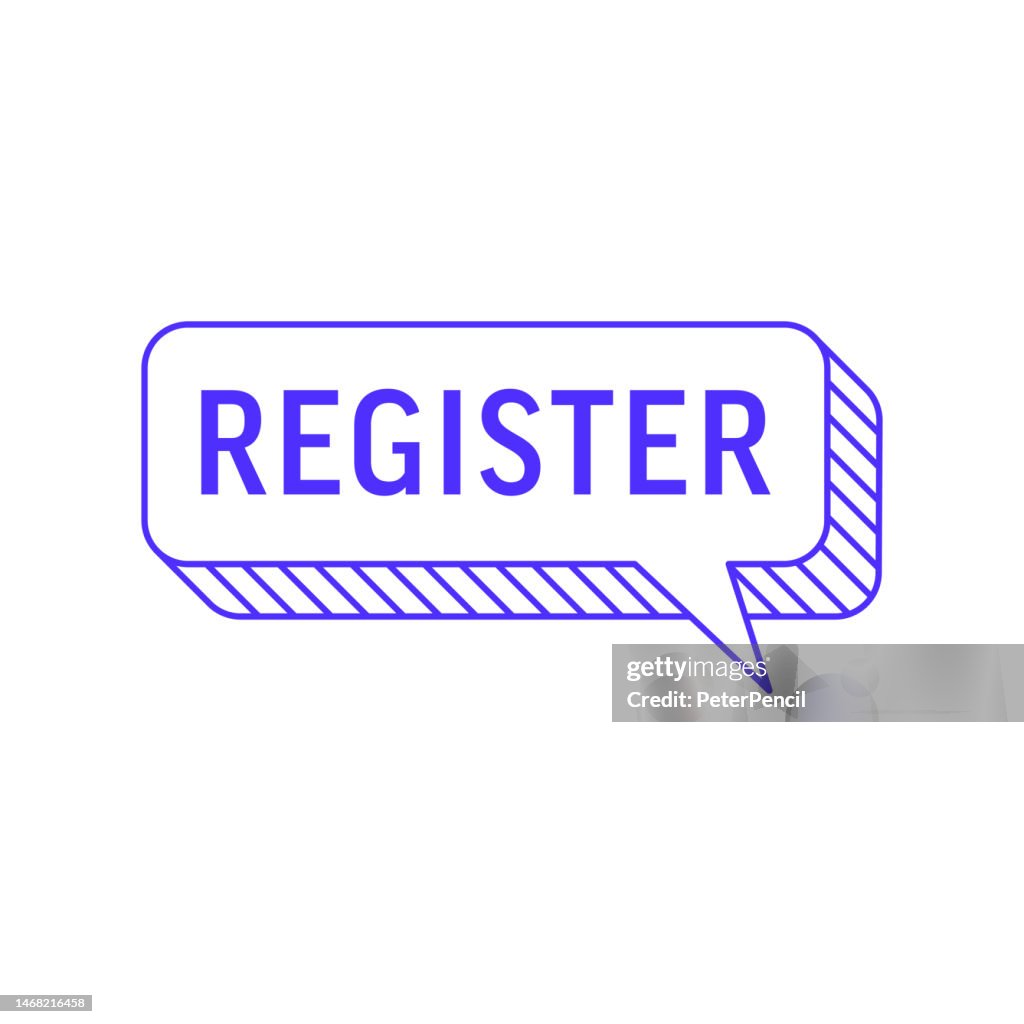 Register 2d And 3d Speech Bubble Notification Template Vector Stock ...