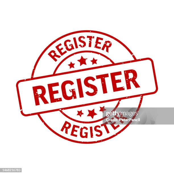 register - stamp, imprint, seal template. vector stock illustration - draft media session stock illustrations