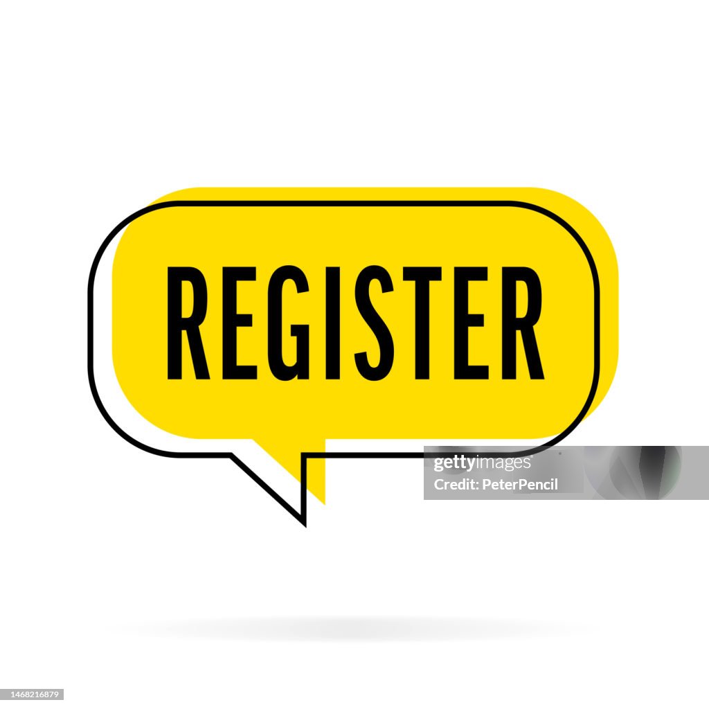 Register Speech Bubble Notification Template Vector Stock Illustration ...