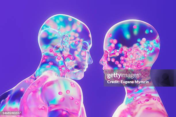 3d human glass figures - amore foto e immagini stock
