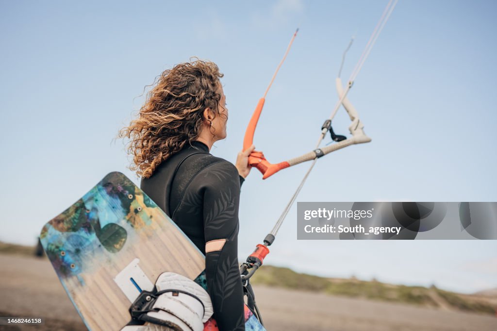 Female kite surfer