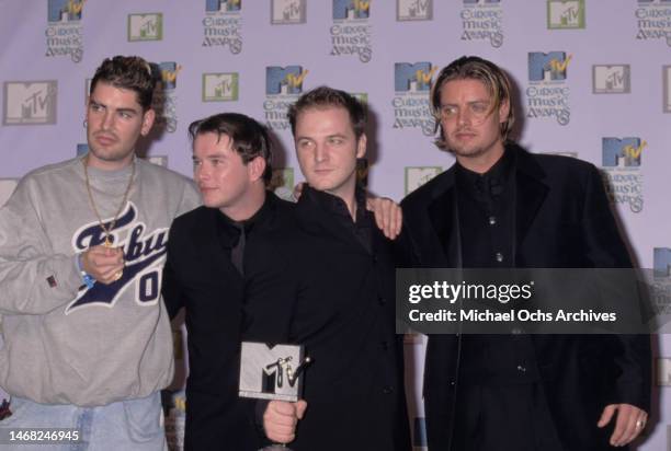 Boyzone attend the 1999 MTV Europe Music Awards at 'The Point' in Dublin, Ireland, 11th November 1999.