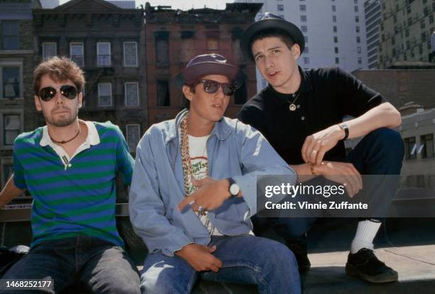 American rapper and musician Adam 'MCA' Yauch , American rapper and musician Michael 'Mike D' Diamond, and American rapper and musician Adam...