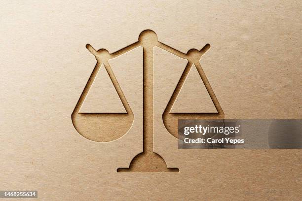 justice balance in papercut style - federal budget stockfoto's en -beelden