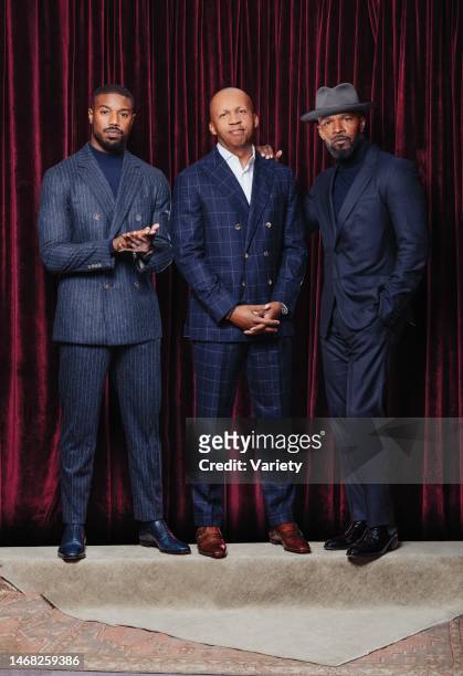 Exclusive - Michael B. Jordan, Bryan Stevenson, Jamie Foxx pose for a Variety Magazine portrait session in relation to their new film, 'Just Mercy'.