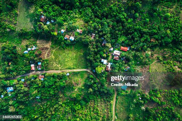 top aerial view over village, siquijor island, the philippines - siquijor islands stock pictures, royalty-free photos & images