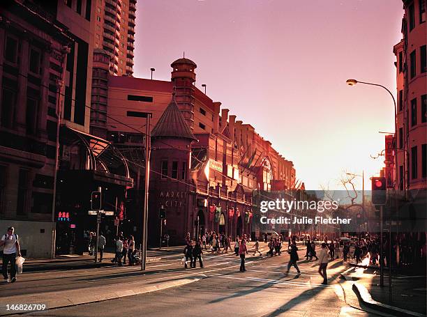 busy street at china town - sydney street stock pictures, royalty-free photos & images