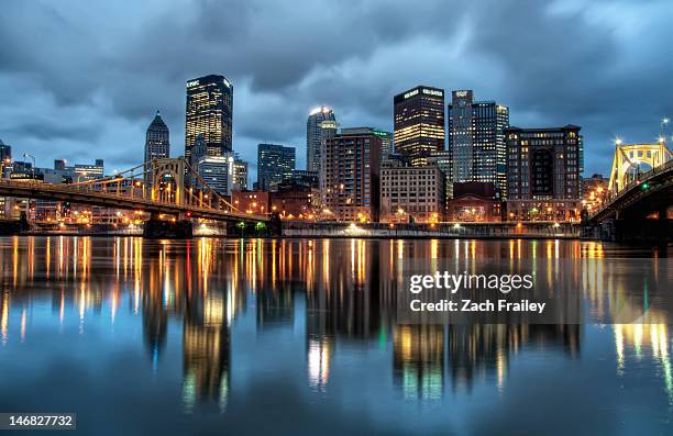 blue hour burgh - pittsburgh sky stock pictures, royalty-free photos & images