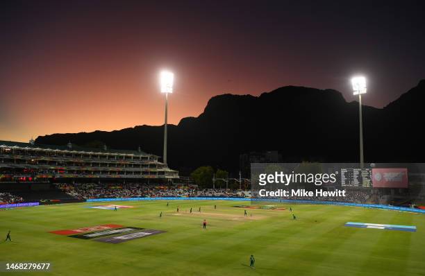 General view of play during the ICC Women's T20 World Cup group A match between South Africa and Bangladesh at Newlands Stadium on February 21, 2023...