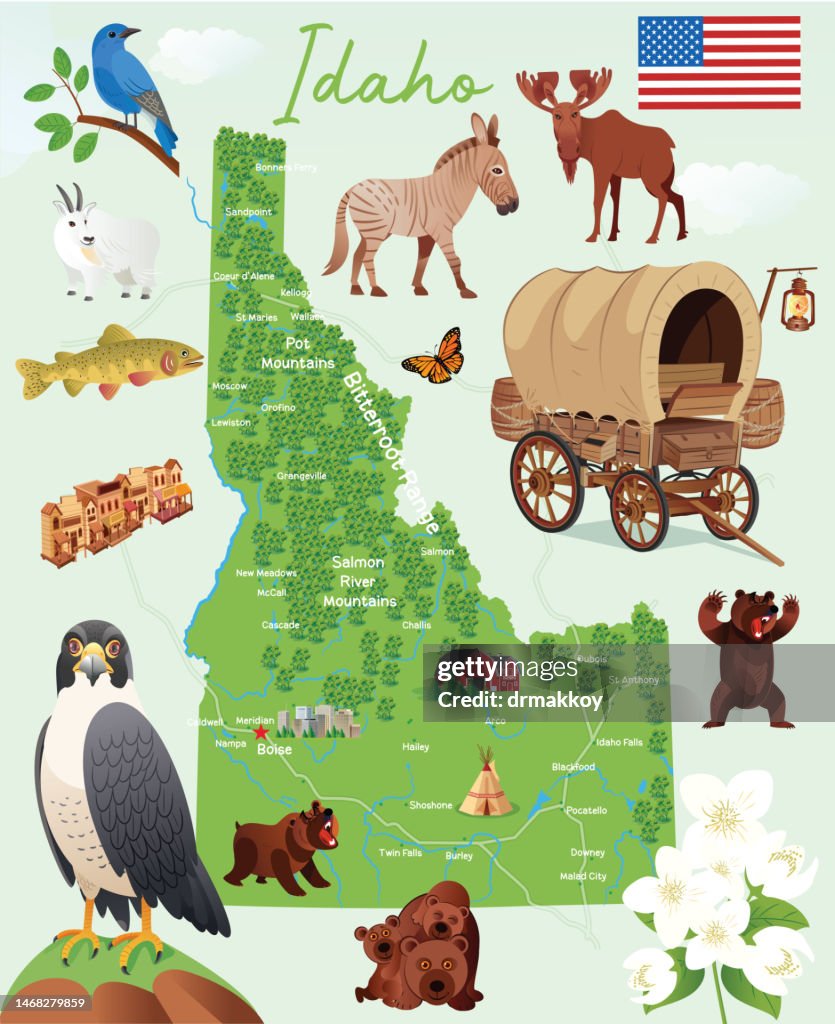 Cartoon map of IDAHO