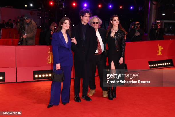 Esther Garrel, Louis Garrel, Philippe Garrel and Lena Garrel attend at the "Le grand chariot" premiere during the 73rd Berlinale International Film...