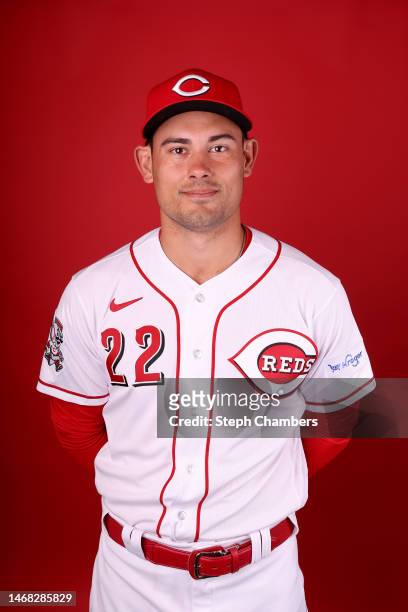 Luke Maile of the Cincinnati Reds poses for a portrait during photo day at Goodyear Ballpark on February 21, 2023 in Goodyear, Arizona.