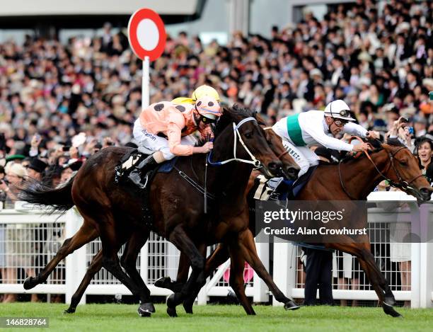 Luke Nolen riding Black Caviar win The Diamond Jubilee Stakes during day five of Royal Ascot at Ascot racecourse on June 23, 2012 in Ascot, England