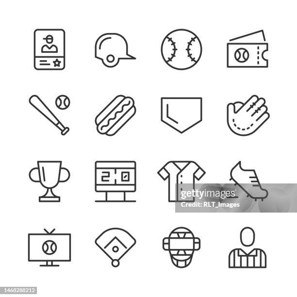 baseball-symbole — monoline-serie - baseball trikot stock-grafiken, -clipart, -cartoons und -symbole