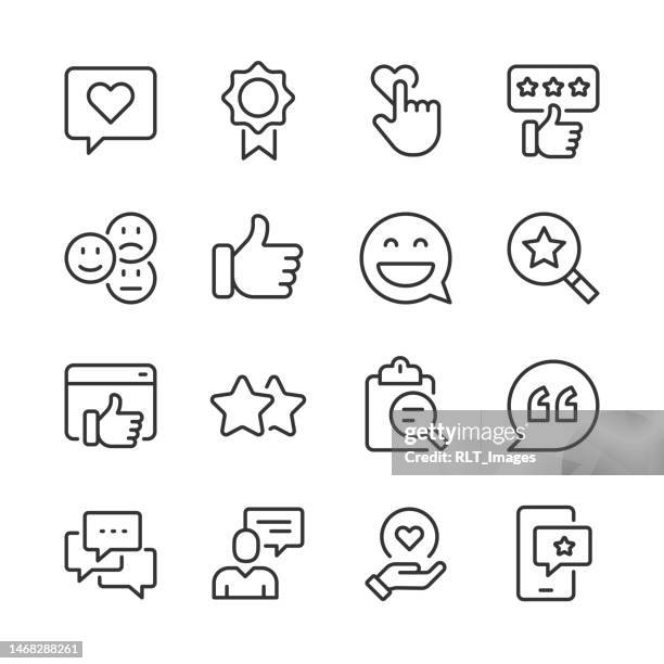 ilustrações de stock, clip art, desenhos animados e ícones de feedback & testimonial icons — monoline series - classifica