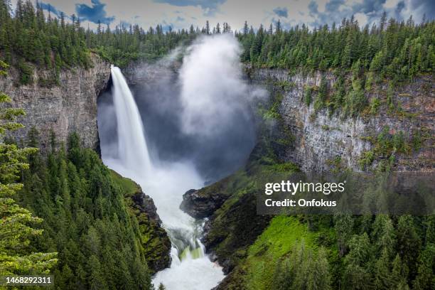 helmcken falls waterfall in wells gray provincial park in british columbia, canada - british columbia landscape stock pictures, royalty-free photos & images