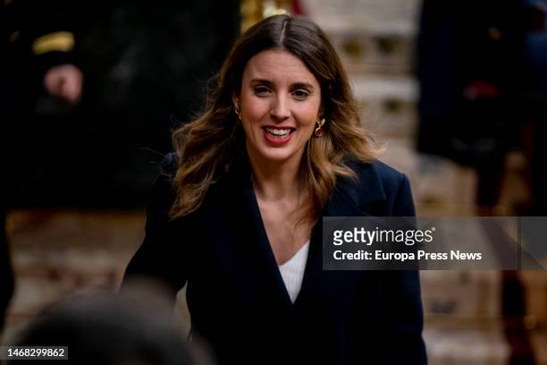 The Minister of Equality, Irene Montero, during a plenary session, in the Congress of Deputies, on 21 February, 2023 in Madrid, Spain. During the...
