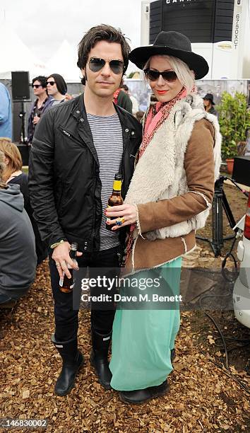 Kelly Jones and Jakki Healy attend the Ray-Ban Rooms during day two of the Isle of Wight Festival at Seaclose Park on June 23, 2012 in Newport, Isle...