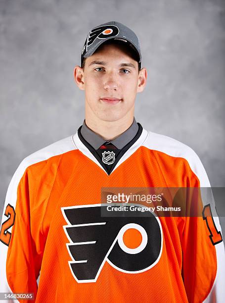 Anthony Stolarz, 45th overall pick by the Philadelphia Flyer, poses for a portrait during the 2012 NHL Entry Draft at Consol Energy Center on June...