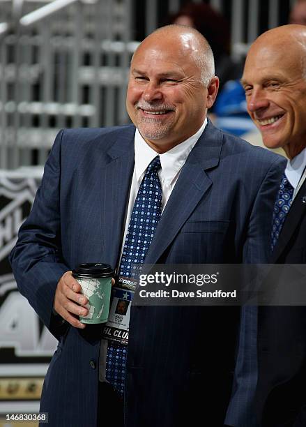 Head coach Barry Trotz of the Nashville Predators attends day two of the 2012 NHL Entry Draft at Consol Energy Center on June 23, 2012 in Pittsburgh,...