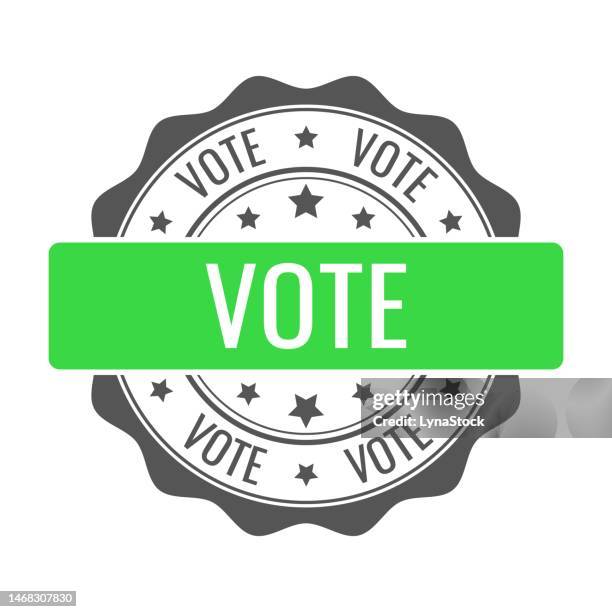 vote stamp, seal. vector badge, icon template. illustration isolated on white background. - voting sticker stock illustrations
