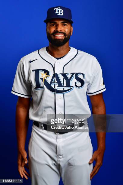 Hector Perez of the Tampa Bay Rays poses during the 2023 Tampa Bay Rays Photo Day at ESPN Wide World of Sports Complex on February 19, 2023 in Lake...
