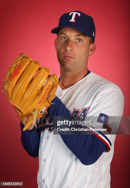 Pitcher Danny Duffy of the Texas Rangers poses for a portrait during media day at Surprise Stadium on February 21, 2023 in Surprise, Arizona.