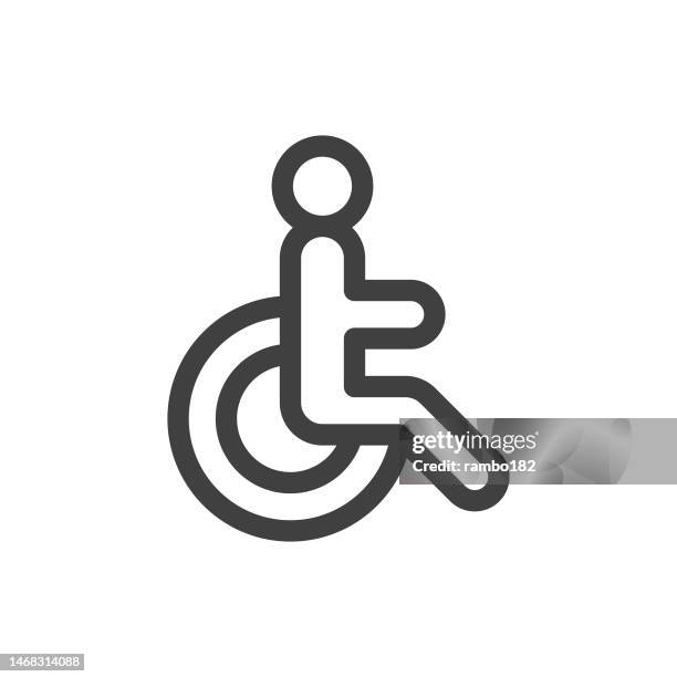 disability, disabled person line vector icon on white background. editable stroke. pixel perfect. for mobile and web. outline vector graphics. - disability support services stock illustrations