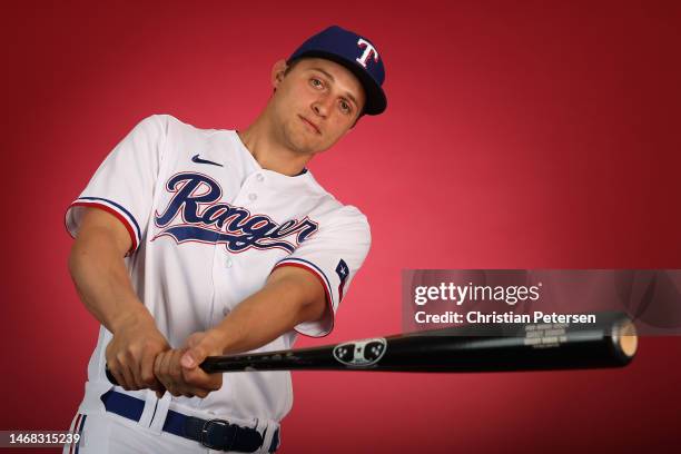 Corey Seager of the Texas Rangers poses for a portrait during media day at Surprise Stadium on February 21, 2023 in Surprise, Arizona.