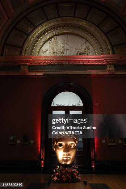 General view of the BAFTA mask at the BAFTA Film Awards 2023 Nominees Party supported by Bulgari, at The National Gallery on February 18, 2023 in...