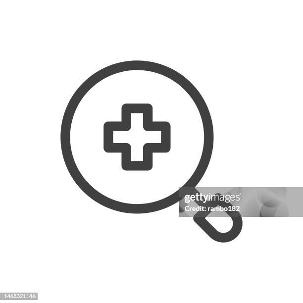 diagnosis line vector icon on white background. editable stroke. pixel perfect. for mobile and web. outline vector graphics. - coronavirus poland stock illustrations