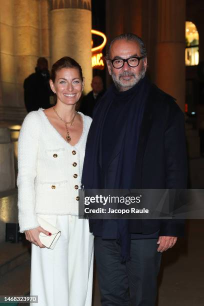 Federica Fontana and Remo Ruffini attend the Starbucks private dinner photocall during the Milan Fashion Week Womenswear Fall/Winter 2023/2024 on...