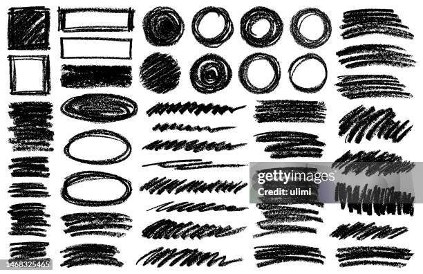 black pastel strokes - chalk art equipment stock illustrations