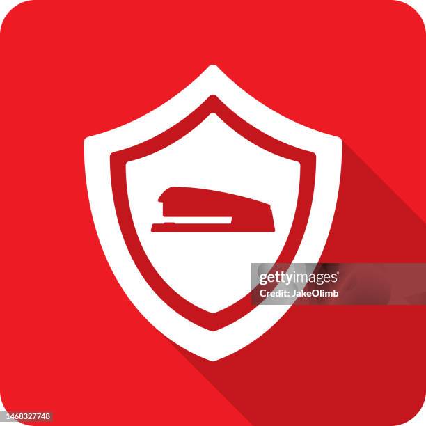 shield stapler icon silhouette - stapler stock illustrations