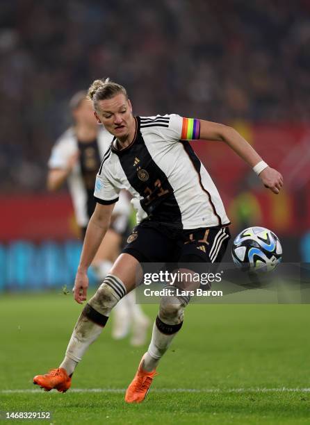 Alexandra Popp of Germany runs with the ball during the Women's friendly match between Germany and Sweden at Schauinsland-Reisen-Arena on February...