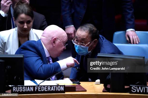 Ambassador Vassily Nebenzia, Permanent Representative of Russian Federation to the United Nations and Ambassador Zhang Jun Permanent Representative...