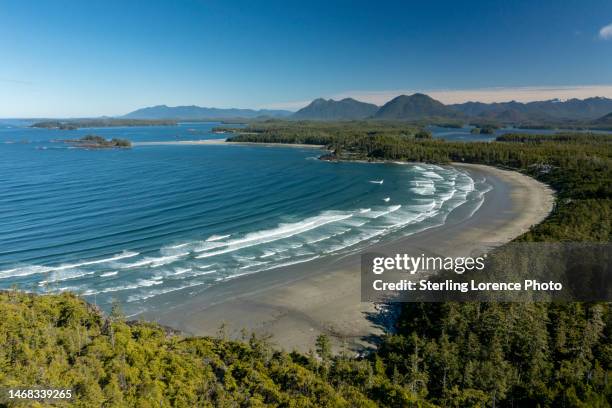 scenic panoramic landscape view of the pacific ocean and beach at tofino, british columbia, canada - pacific rim national park reserve photos et images de collection