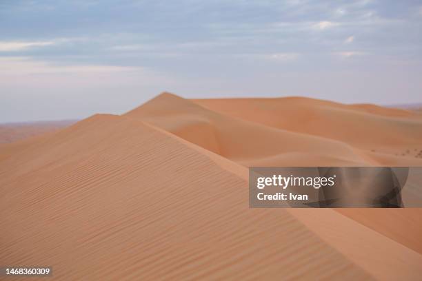 full frame of texture, desert orange sand  with line wave pattern - dubai frame stockfoto's en -beelden