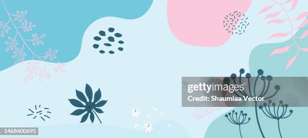 abstract background with hand draw art nature design - spring header background stock illustrations