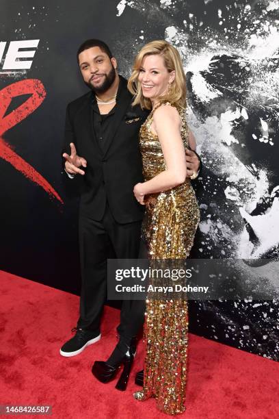 Shea Jackson Jr. And Elizabeth Banks attend the Los Angeles premiere of Universal Pictures' "Cocaine Bear" at Regal LA Live on February 21, 2023 in...