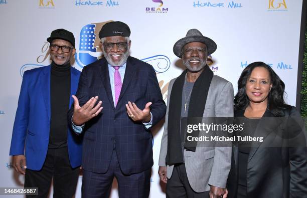 Comedians and honorees Ralph Farquhar and George Wallace, Glenn Turman and Jo-Ann Allen attend the 2023 Humor Mill Awards at Directors Guild Of...