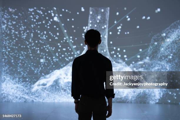 man in virtual reality - art museum stock pictures, royalty-free photos & images