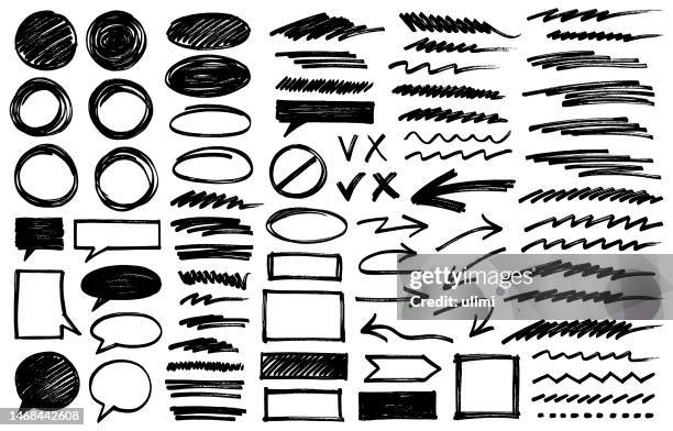 hand drawn design elements - pen scribble stock illustrations