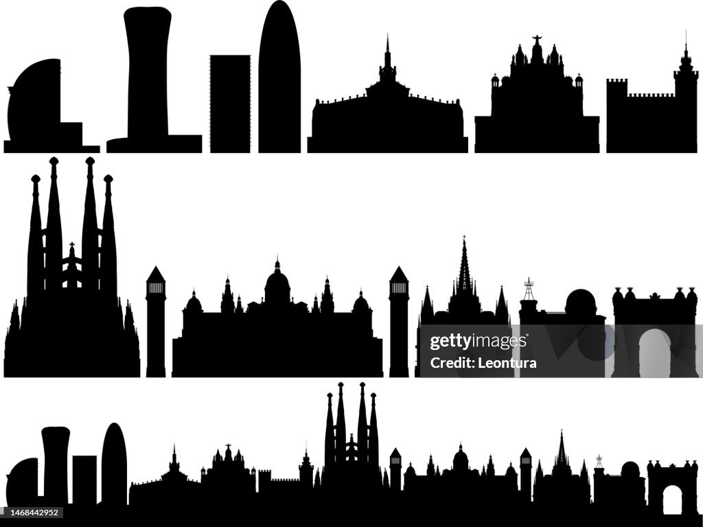 Barcelona Skyline and Buildings (All Buildings Are Complete and Moveable)