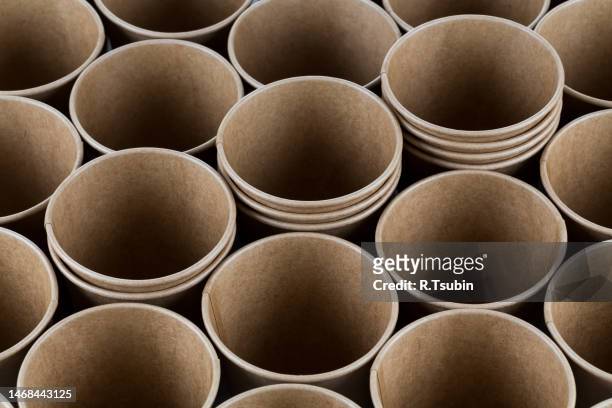 empty disposable paper coffee cups for background - disposable cup bildbanksfoton och bilder