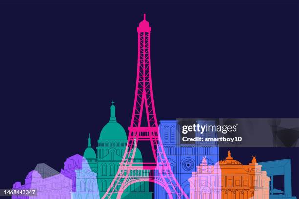 paris skyline - french culture stock illustrations stock illustrations