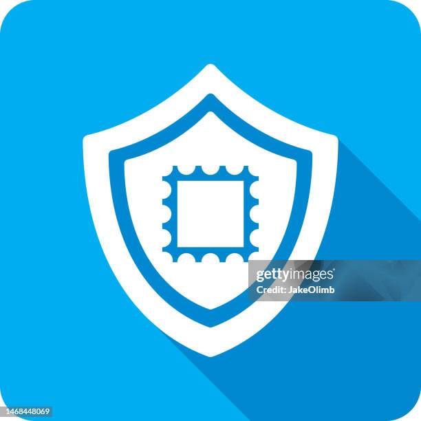 shield stamp icon silhouette 1 - cancelled stamp stock illustrations
