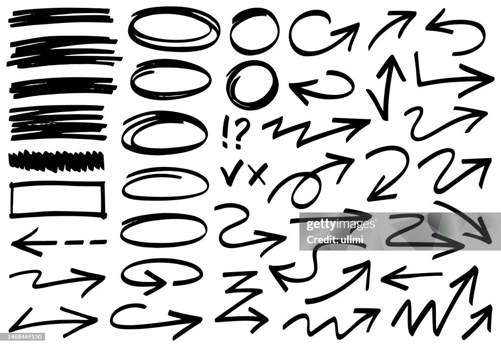 Elementos desenhados mão do projeto