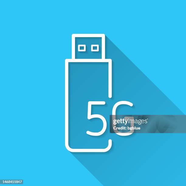 5g usb modem. icon on blue background - flat design with long shadow - usb modem stock illustrations
